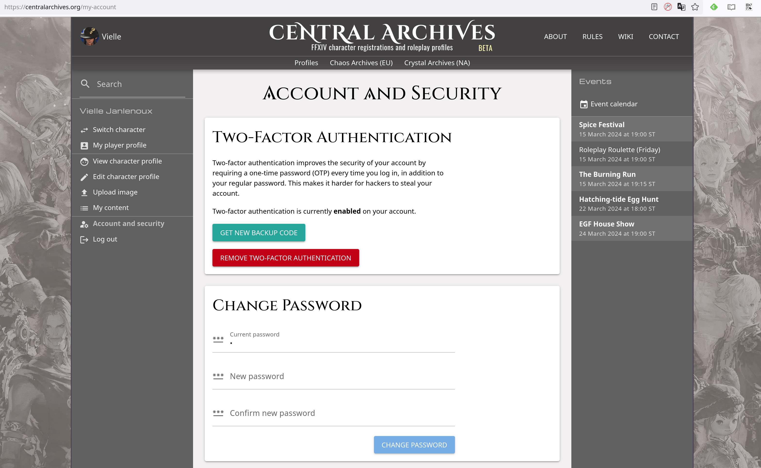Central Archives account management