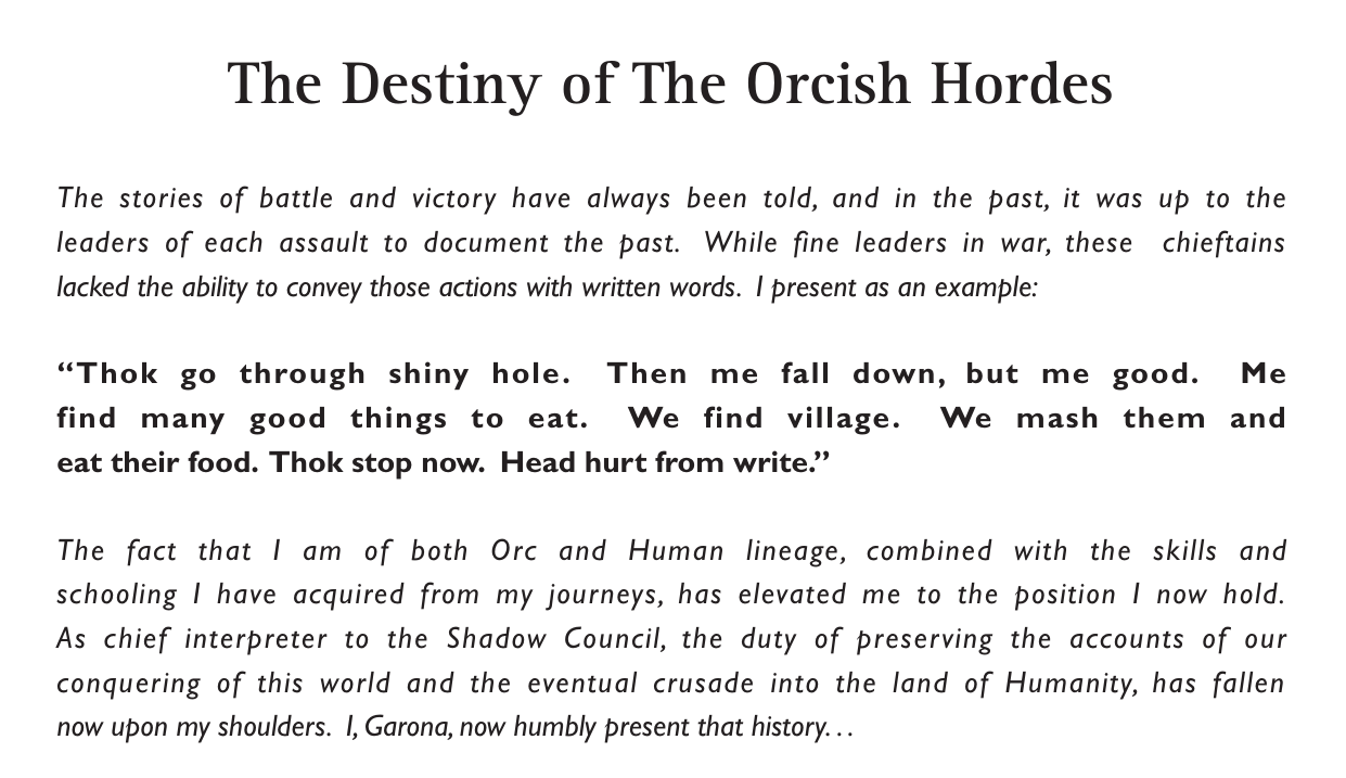 The Destiny of The Orcish Hordes